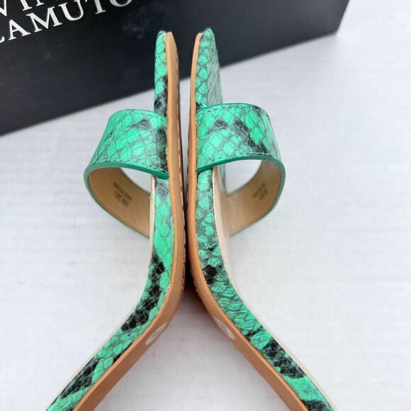 Vince Camuto MEJORLA Two-Piece Heeled Sandal Sz 8 WIDE in Green Cotia Snake - Picture 8 of 12